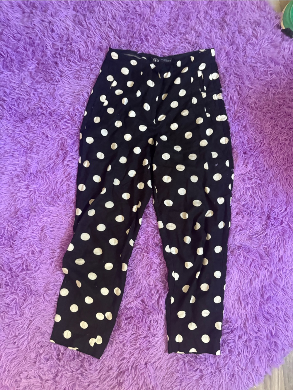 Zara Polka Dot Black and White High Waisted Pants size small cropped